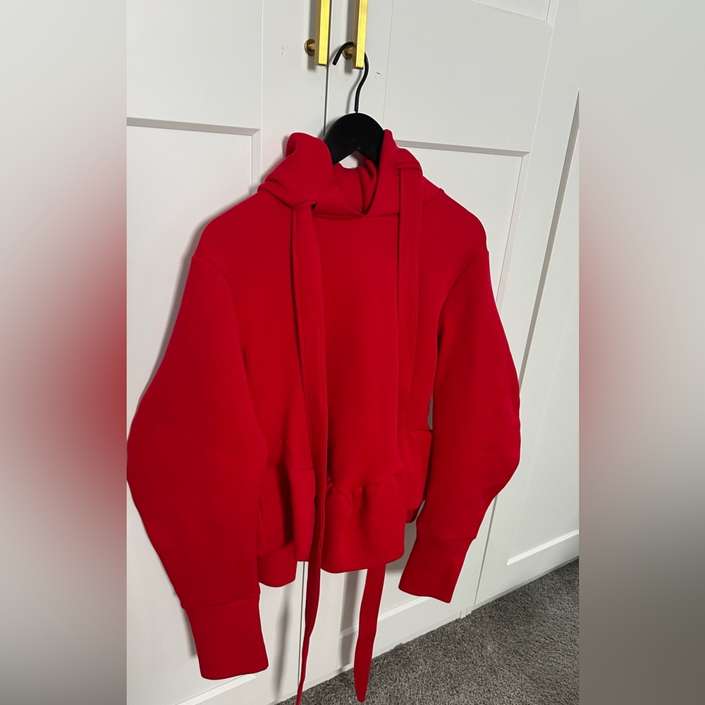 Bold Red Peplum Hoodie